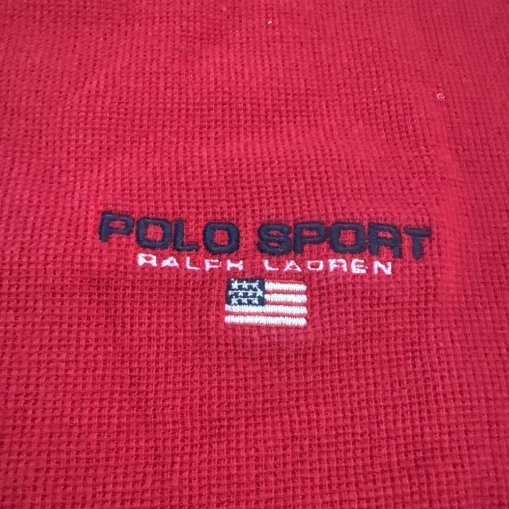 Vintage Polo Sport Ralph Lauren Mens Sz XL Shirt V Neck Cotton‎ Flag Tipped Logo